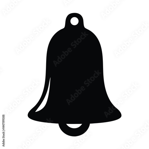 Iconic Black Bell Silhouette Design for Notification, vector  Alert, and Reminder