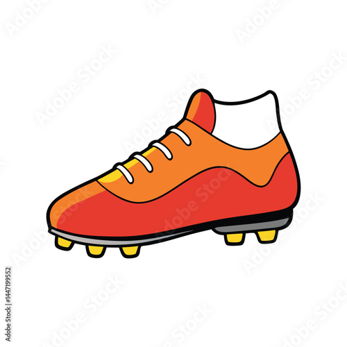Cleats vector illustration, football or soccer shoes with studs for grip, detailed athletic footwear for sports design

