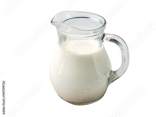 Obraz na płótnie Glass Pitcher of Fresh Milk Isolate on transparent background cutout, PNG file, Cutout file w salonie