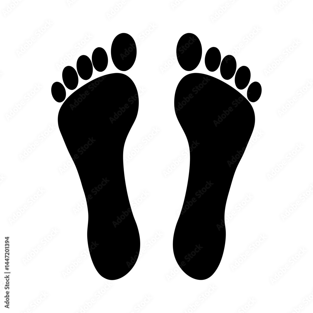 Pair of barefoot footprints indicating vector direction and symbolizing walking and stepping Pair of barefoot footprints indicating vector direction and symbolizing walking and stepping