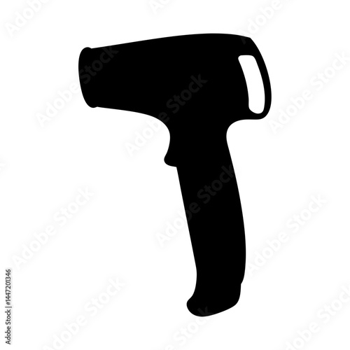 Silhouette of a handheld barcode scanner vector or a hair dryer against white