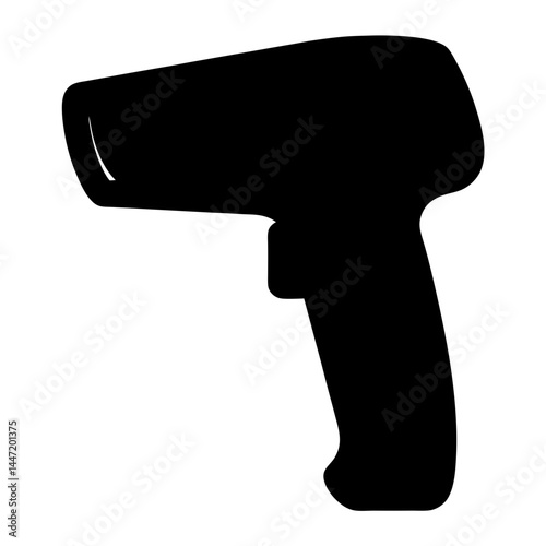 Black Silhouette of a Handheld Scanner, vector  Likely for Barcodes or Inventory