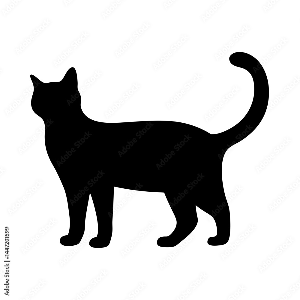 Elegant black cat silhouette standing vector tall on a white background image Elegant black cat silhouette standing vector tall on a white background image