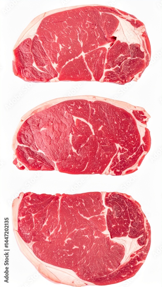 Fresh Red Meat Cuts with Clipping Path on Isolated White Background Fresh Red Meat Cuts with Clipping Path on Isolated White Background