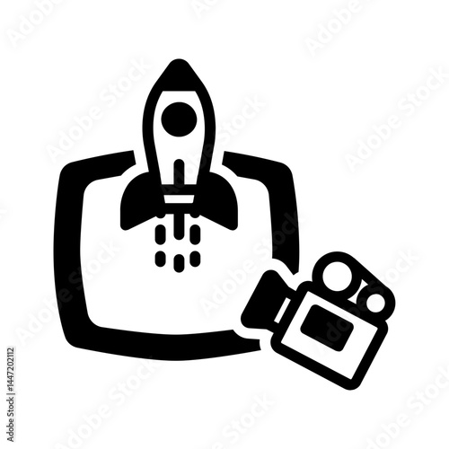 Vector solid black icon for Live launch