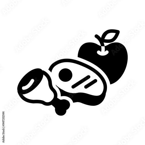 Vector solid black icon for Paleo diet