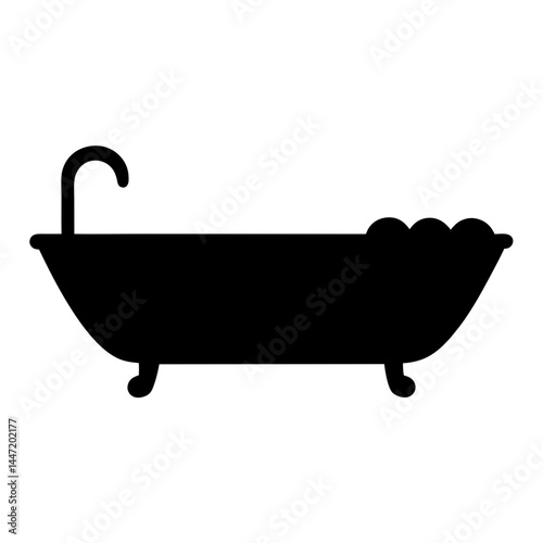 Silhouette of a vintage bathtub vector with bubble bath ready to use