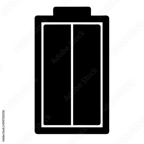 Stylized Black Battery Illustration Depicting vector Full Charge or Power Icon
