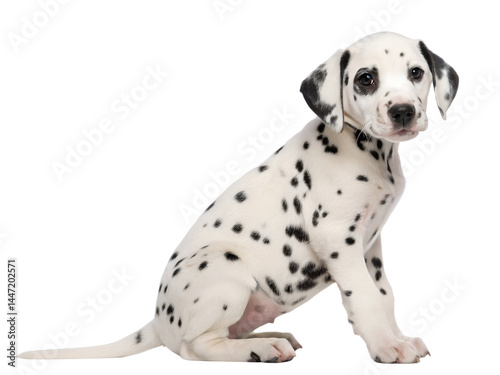 Obraz na płótnie Adorable Dalmatian Puppy Sitting Isolate on transparent background cutout, PNG file, Cutout file w salonie