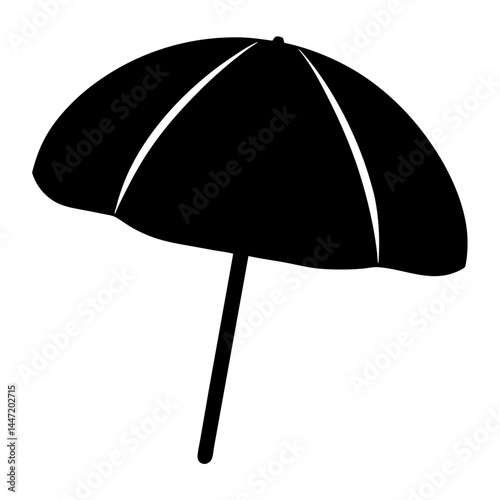 Silhouette of beach umbrella providing shade and protection from sunlight, vector  summertime