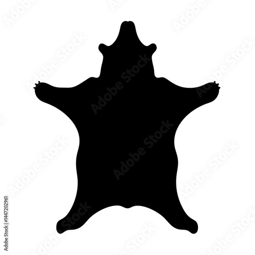 Black bear skin rug silhouette on a white background, vector  taxidermy concept