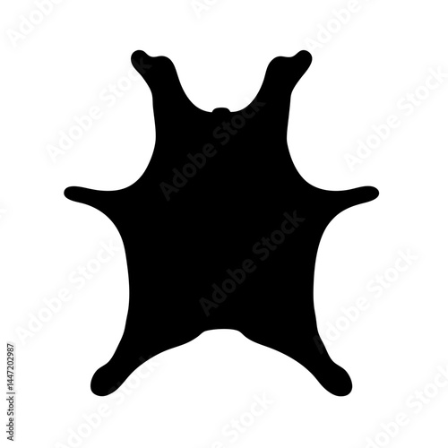 Black silhouette of a bear vector skin rug on a white background