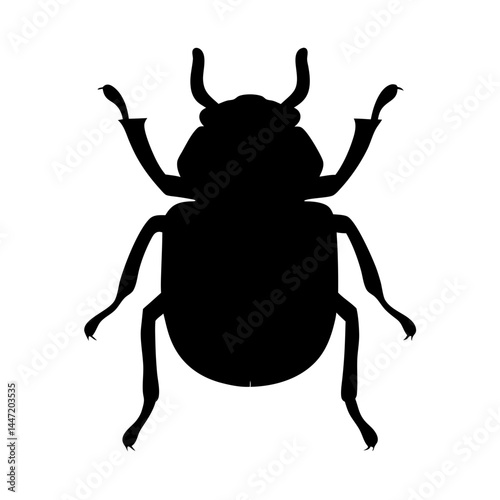 Monochrome silhouette of a beetle vector with antennae and visible segmented legs