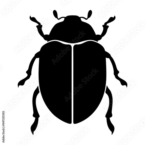 Striking Black Silhouette of a vector Beetle Illustrating Insect Anatomy and Design