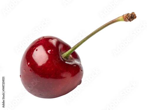 Obraz na płótnie Fresh Red Cherry with Water Droplets Isolate on transparent background cutout, PNG file, Cutout file w salonie