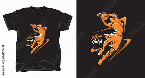 Slam dunk basketball player graphic vector t-shirt design print