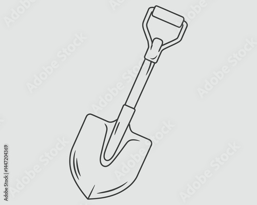 Shovel Line Drawing for Kids – Bold Black and White Coloring Page Vector