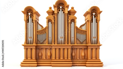 Pipe organ isolated on white background