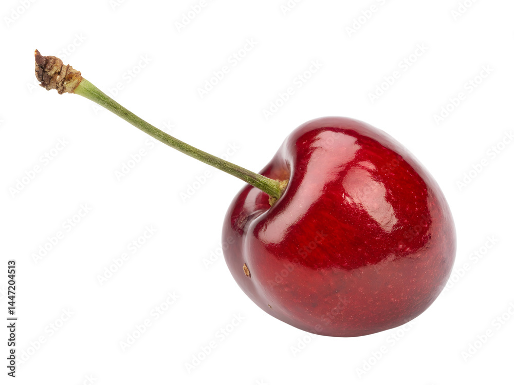 Fresh Red Cherry with Water Droplets Isolate on transparent background cutout, PNG file, Cutout file
