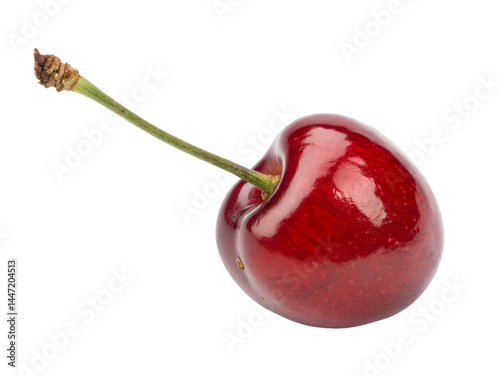 Obraz na płótnie Fresh Red Cherry with Water Droplets Isolate on transparent background cutout, PNG file, Cutout file w salonie