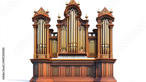 Pipe organ isolated on white background