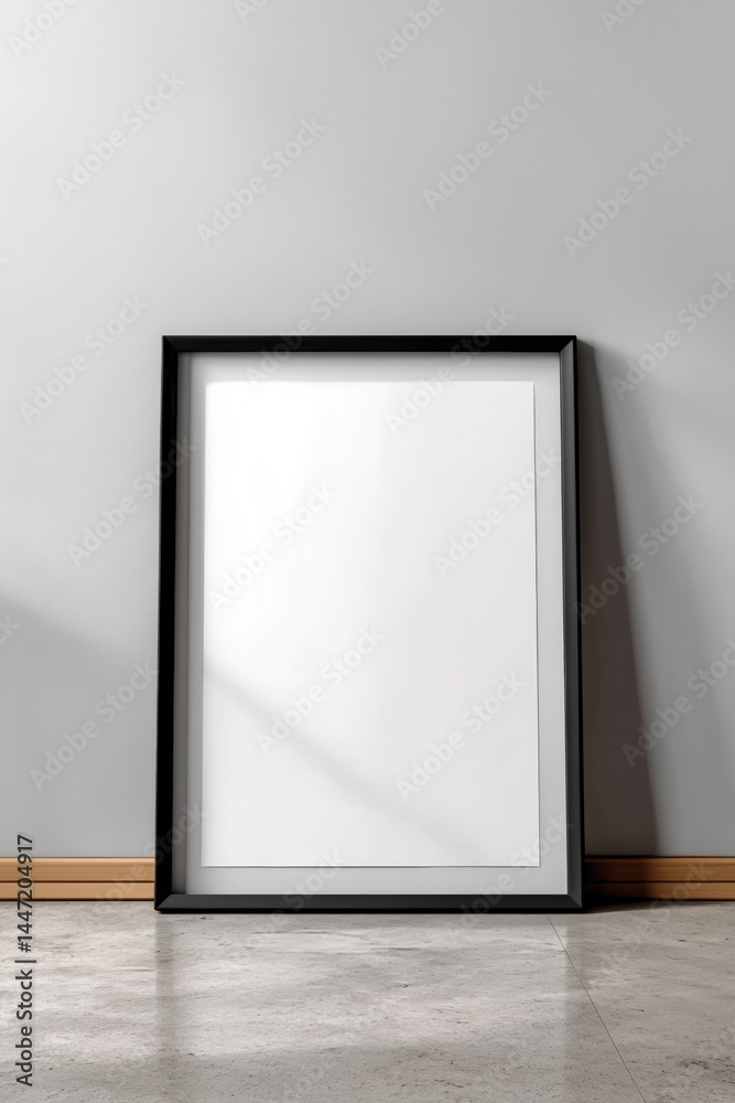 Blank picture frame against a gray wall Blank picture frame against a gray wall