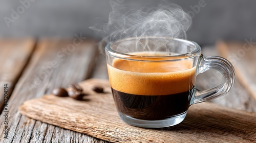 Steaming espresso closeup rustic table drink photography cozy atmosphere