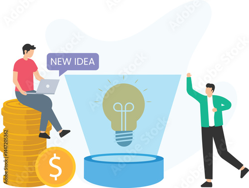 New idea or innovative concept, creative thinking or out-of-the-box solutions, idea generation or brainstorming session, problem-solving or breakthrough thinking, product development or service innova