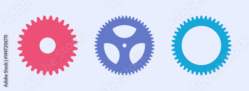 Colorful gear shape icon set. Vector sign. Engineering symbol