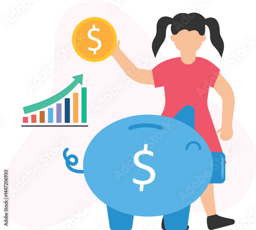 Children saving or financial education, saving habits or money management, early investment or future planning, savings goals or financial security, piggy bank or savings account, financial literacy o