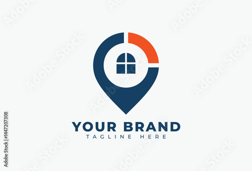 Pin Location House Position Guide Logo Design Element
