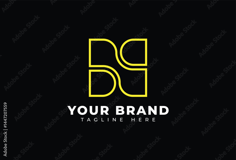 Outline Molecular Letter N Logo Design Element