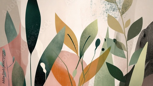 Soft Earthy Botanical Abstract Wallpaper with Natural Tones