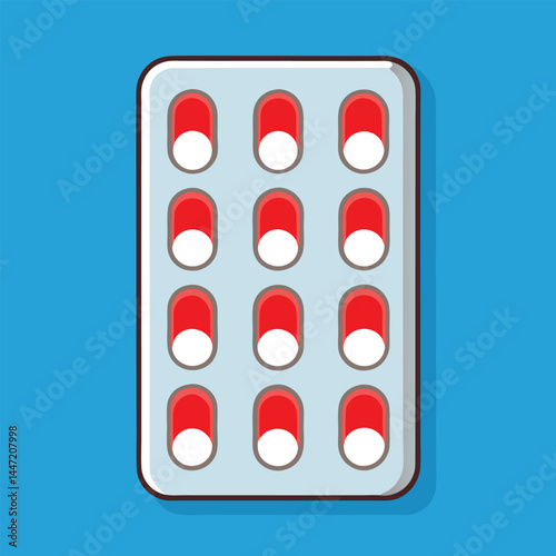 pills in blister pack Pills blister pack 3d realistic vector illustration. White red capsule antibiotic tablets mock up 