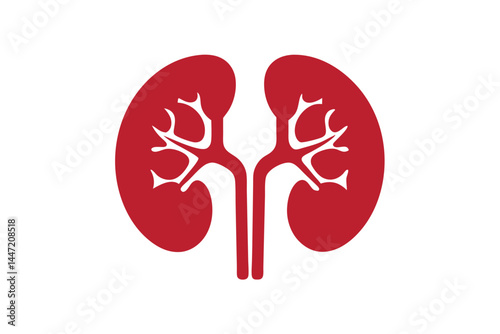 human kidney icon silhouette vector illustration, Red human kidney clipart
