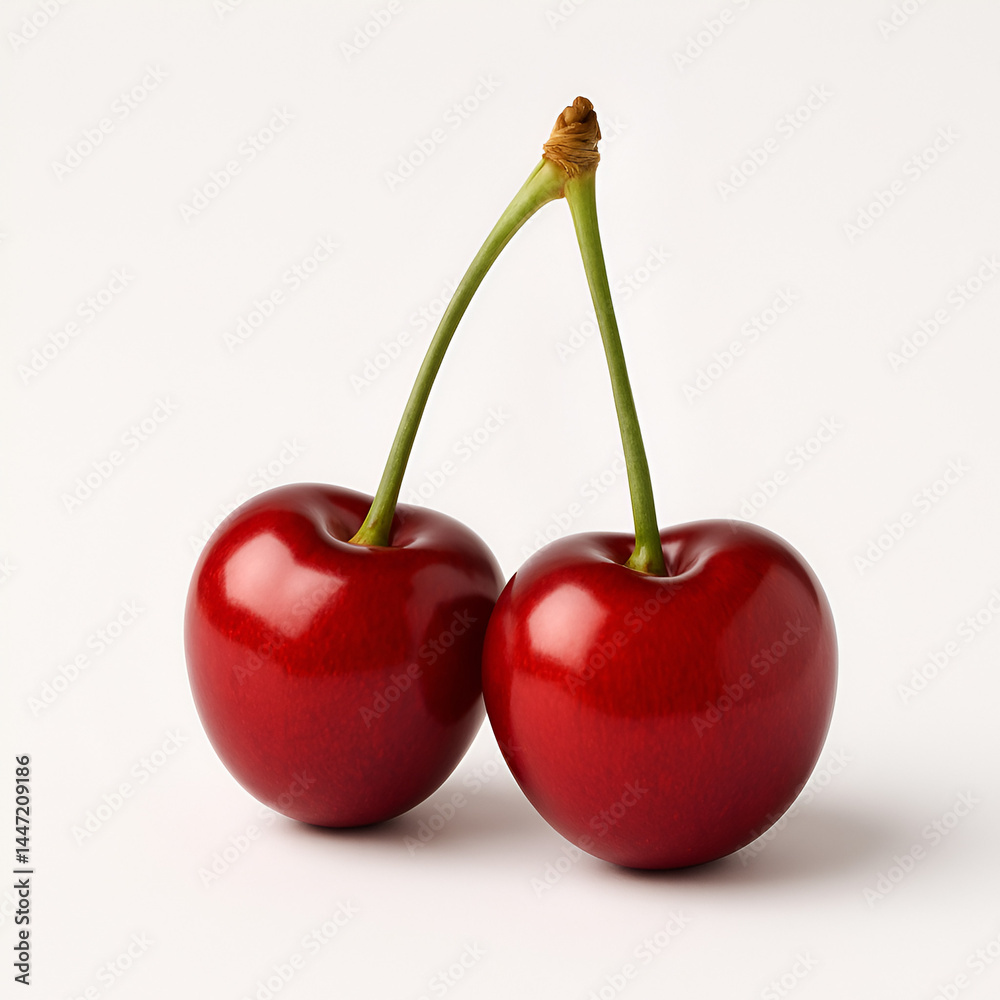 two cherries on a white background two cherries on a white background