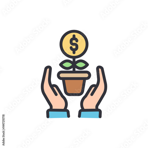Financial planning colored icons, minimalist vector illustration ,simple transparent graphic element .Isolated on white background