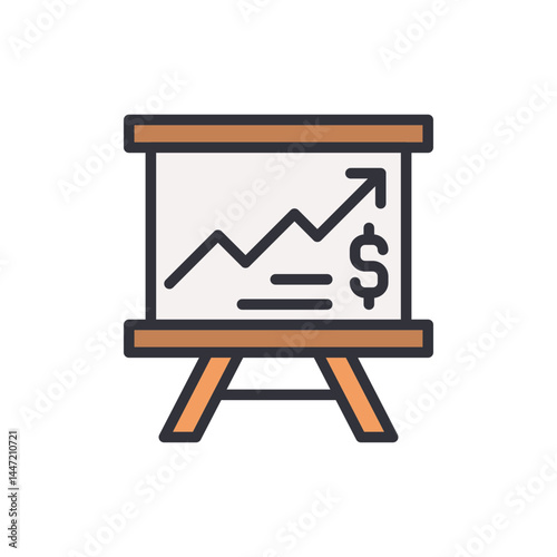 Financial planning colored icons, minimalist vector illustration ,simple transparent graphic element .Isolated on white background