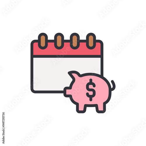 Financial planning colored icons, minimalist vector illustration ,simple transparent graphic element .Isolated on white background