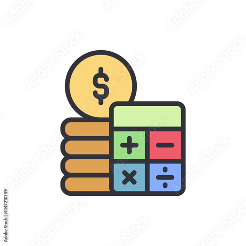 Financial planning colored icons, minimalist vector illustration ,simple transparent graphic element .Isolated on white background