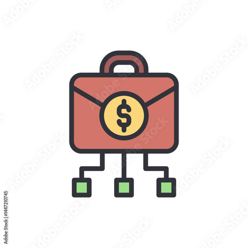 Financial planning colored icons, minimalist vector illustration ,simple transparent graphic element .Isolated on white background
