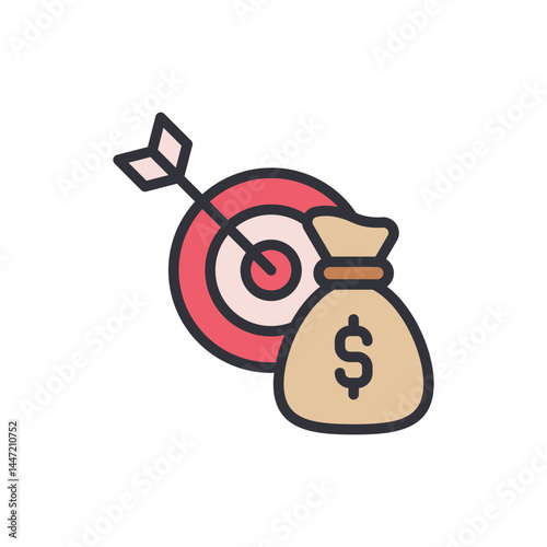 Financial planning colored icons, minimalist vector illustration ,simple transparent graphic element .Isolated on white background