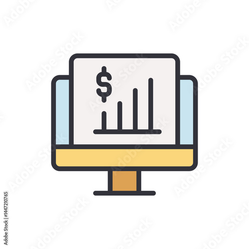 Financial planning colored icons, minimalist vector illustration ,simple transparent graphic element .Isolated on white background