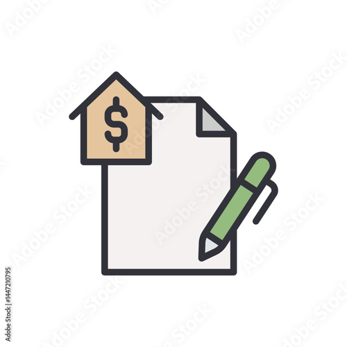 Financial planning colored icons, minimalist vector illustration ,simple transparent graphic element .Isolated on white background