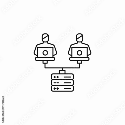 server based collaboration icon sign vector