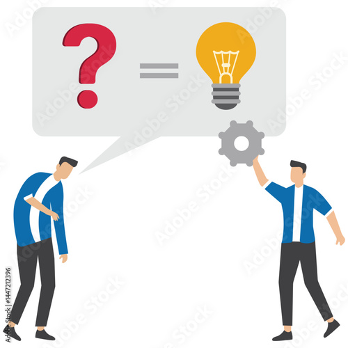Question and answer, solving problem or business solution or support idea