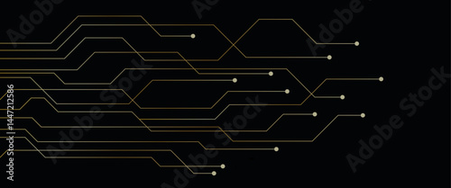 golden bitcoin crypto currency with electronic circuit board vector illustration EPS10 