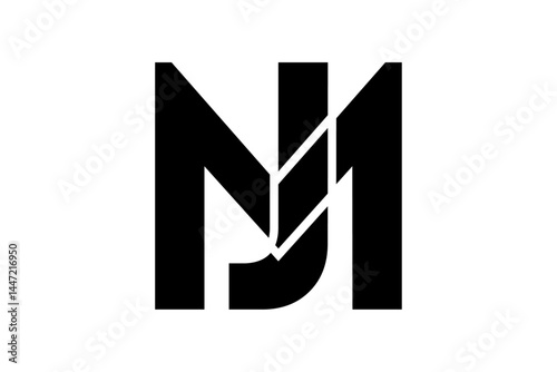 JM Monogram Logo Design: Elegant Monochrome Style for Text-Based Branding Symbols and Identity