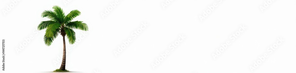 Obraz premium Single palm tree, isolated on white background, sea, isolated plant