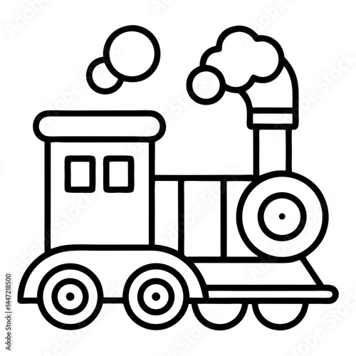 Steam Train Toy Outline Coloring Book Page